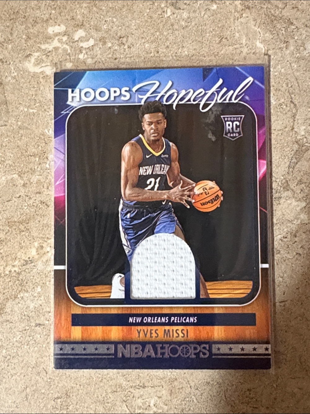 Hoops Hopeful Yves Missi NBA Hoops Rookie Card with Jersey Swatch - Blue/White